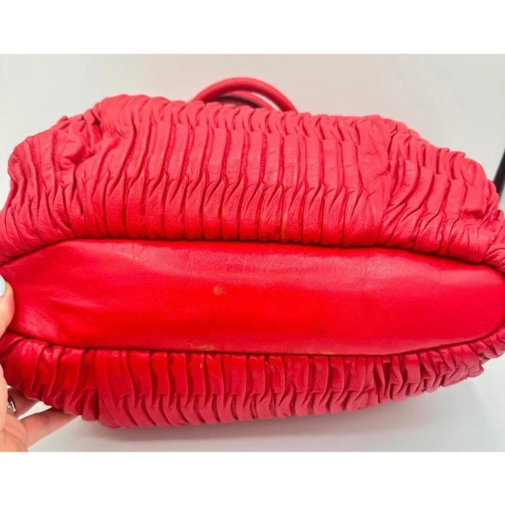 Coach Madison Sophia Gathered Red Leather Satchel with Crossbody Strap